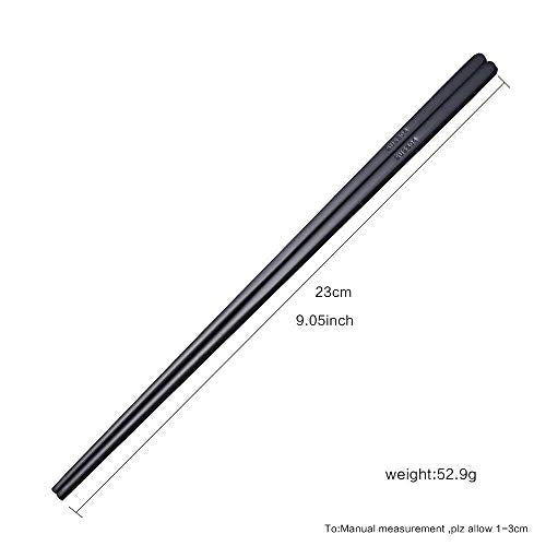 5 Pairs Black Flat Reusable Metal Chopsticks (Black-flat Chopstick)