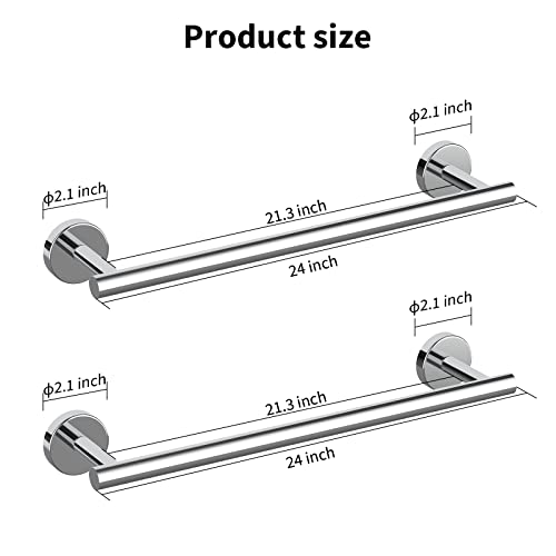 2 Pieces Polished Chrome Bathroom Towel Bar (Polished Chrome / 24inch)