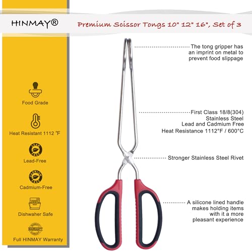 Stainless Steel Kitchen Scissor Tongs Set