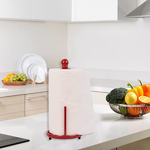 Red Cast Iron Paper Towel Holder for Kitchen Countertop (Red)