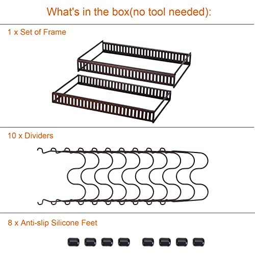 Pots and Pans Organizer Rack for Cabinet and Countertop (Brown / Pot & Pan Organizer)