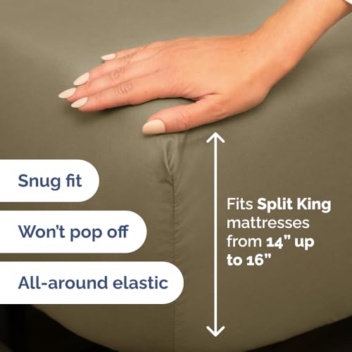 Flex Top Split Head King 4 Piece Sheet Set (14 - Khaki / Split Head/Flex Top)