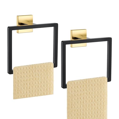 2 Piece Black Gold Towel Ring (Black&gold / 2 Pcs)