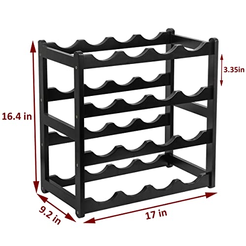Bamboo Wine Rack (4 Tier Black)