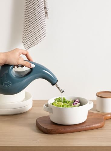 Sweejar Ceramic Olive Oil Dispenser Bottle (Fog Blue / 24 Oz(Hollowed))