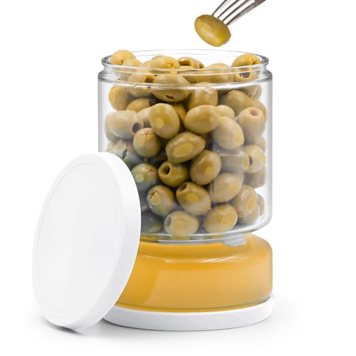 Glass Pickle Container with Strainer (White)