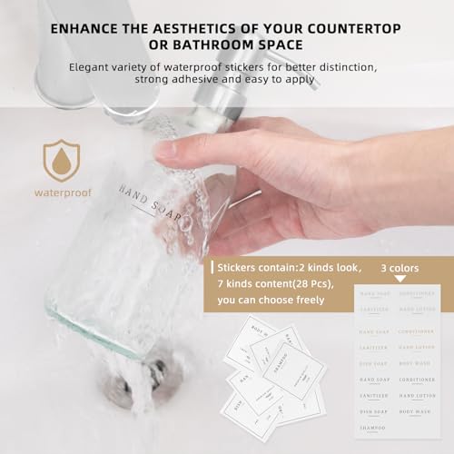 Glass Soap Dispenser (Clear Bottle/Brushed Silver Pump + Tray + Funnel)