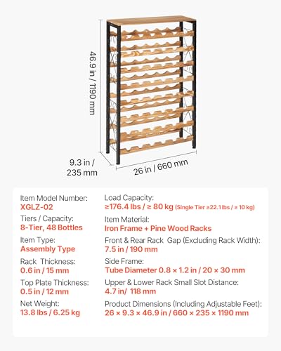 48 Bottle Wine Rack (Black / 48 Bottles)