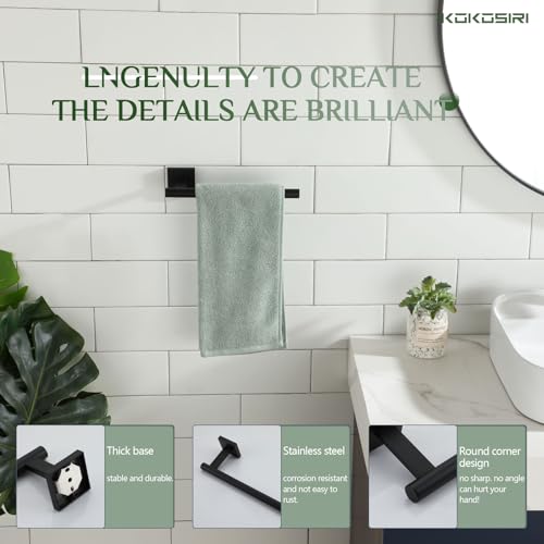 Towel Bar Matte Black Bathroom Hardware Hand Towel Rails Wall Mounted Kitchen Toilet Cabinet Paper Holder (Matte Black / 1 Pack)
