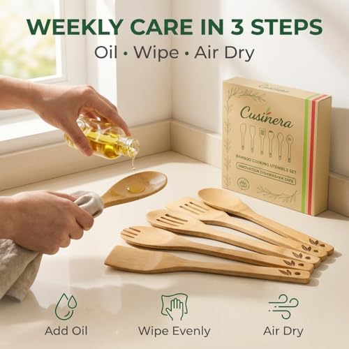 Dishwasher Safe Bamboo Wooden Spoons for Cooking 6