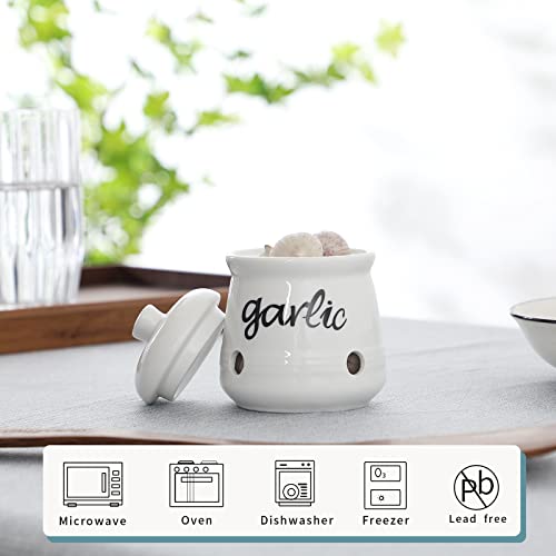 Garlic Keeper with Lid (White)