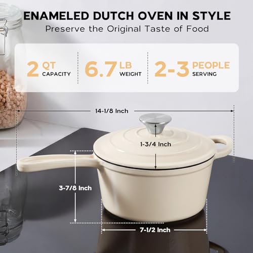 2QT Saucepan with Lid (Cream White / 2 Quarts)