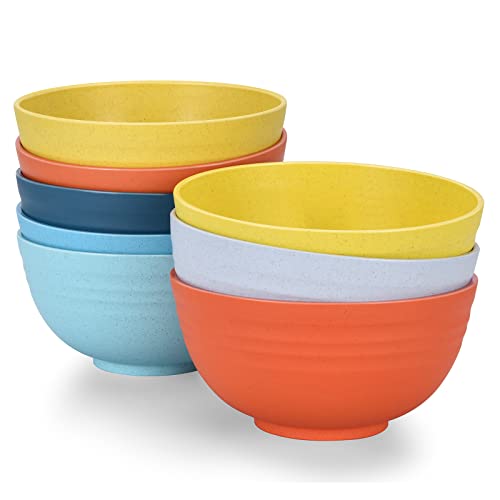 24 OZ Wheat Straw Cereal Bowls Set of 8 (Multicolor / 24 oz)