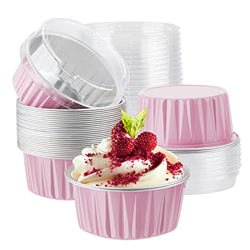 Disposable Foil Ramekins with Lids (Pink / 30pcs)