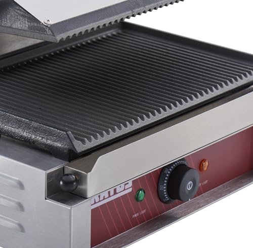 Commercial Electric Panini Sandwich Grill with Grooved Plates (Medium w/ Grooved Plates)