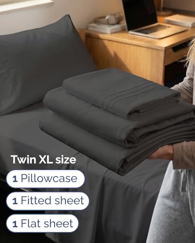Twin XL 3 Piece Sheet Set (07 - Charcoal / Twin XL)