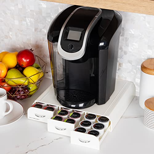 Single Serve Coffee Pod Organizer with 3 Drawers (36 Capacity / White)