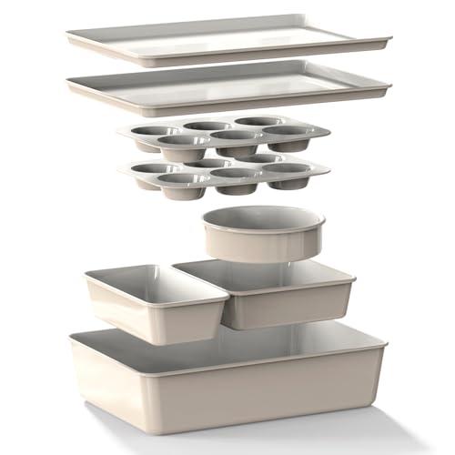 8 Piece Stackable Bakeware Set (French Gray)