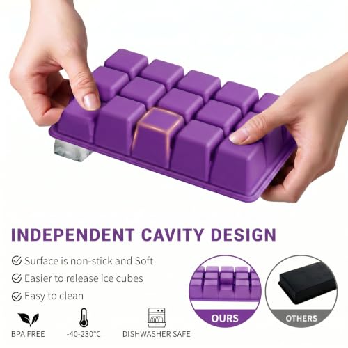Silicone Ice Cube Tray 2 Pack (Ice Cube Tray 2 Pack / Purple+Purple)