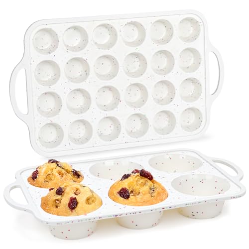 Silicone Muffin Pans for Baking (Creamy Confetti / Jumbo & Mini)
