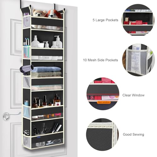 Over The Door Hanging Organizer 5 (Black / 5-shelf)
