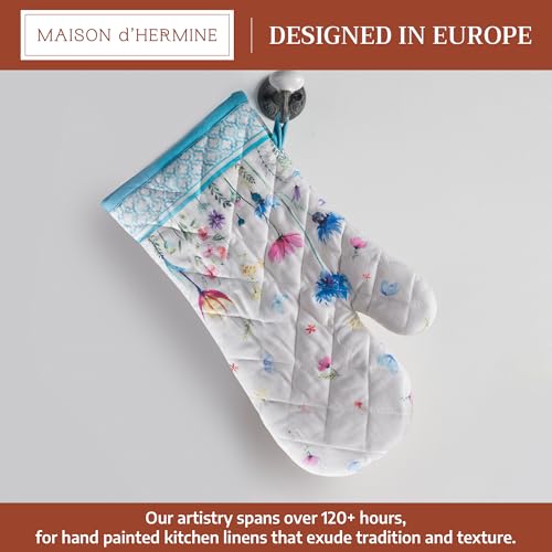 Maison d'Hermine Oven Gloves 100% Cotton Oven Mitt (080 - Flower in the Field / 7.5" x 13" (Oven Mitt))