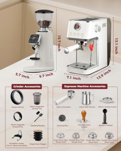 E2 Gen3 Espresso Machine with G3 64mm Flat Burr Coffee Grinder (Ivory Grinder)