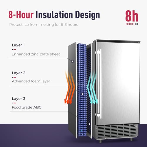Commercial Under Counter Ice Maker with Drain Pump (Steel Silver)