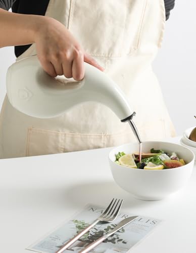 Sweejar Ceramic Olive Oil Dispenser Bottle (Beige / 24 Oz(Hollowed))