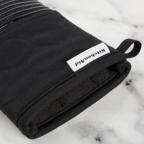 Quilted Cotton Terry Cloth Oven Mitt (Matte Black)