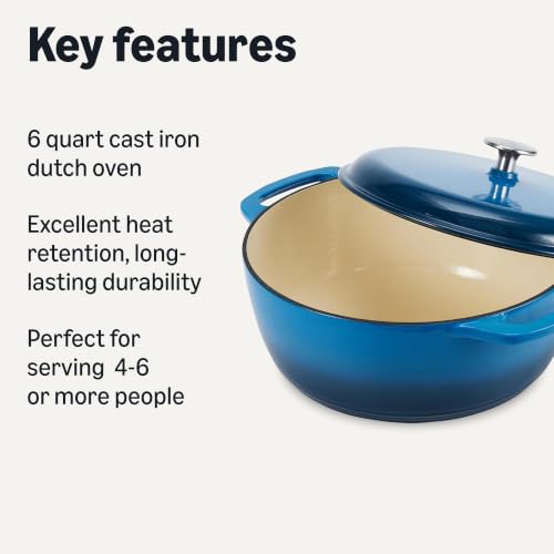 Enameled Cast Iron Dutch Oven Pot with Lid (Blue / 6-Quart)