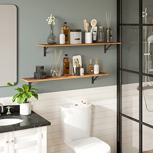 Long Wall Shelves (Rustic Brown / 39.4 Inch)