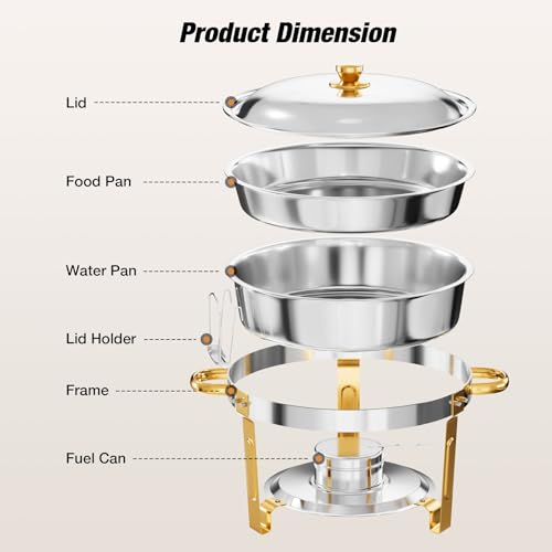 Round Chafing Dishes for Buffet (Half Gold)