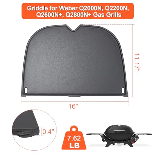 Cast Iron Griddle for Weber Q2000N (16" x 11.2" x 0.4")