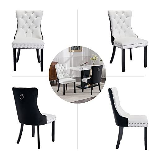 Black and White Dining Chairs Set of 2 (White)