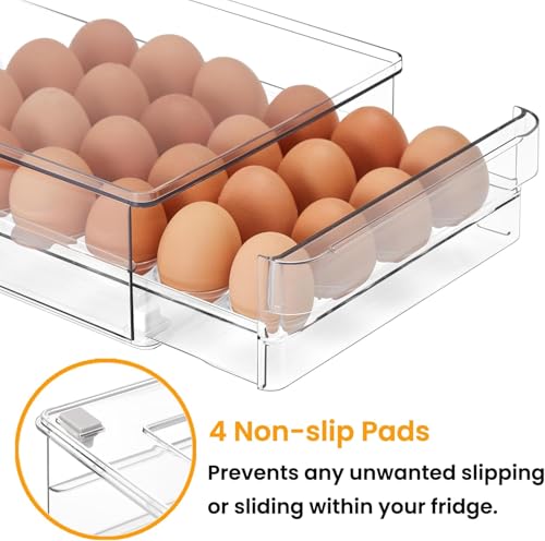 24 Capacity Egg Holder for Refrigerator (2 Pack Egg drawer)