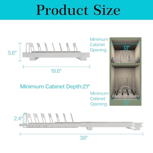 Slide Out Pan and Pot Lid Organizer For Under Cabinet (Pot lid organizer)