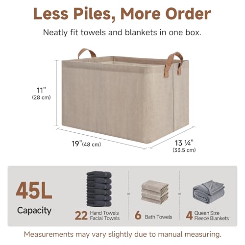 Fabric Storage Bins (Brown and Beige / 19" L x 13 ¼" W x 11" H)