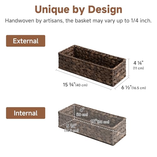 Small Toilet Paper Basket (Brown(water Hyacinth) / 15 ¾"L x 6 ½"W x 4 ¼"H)