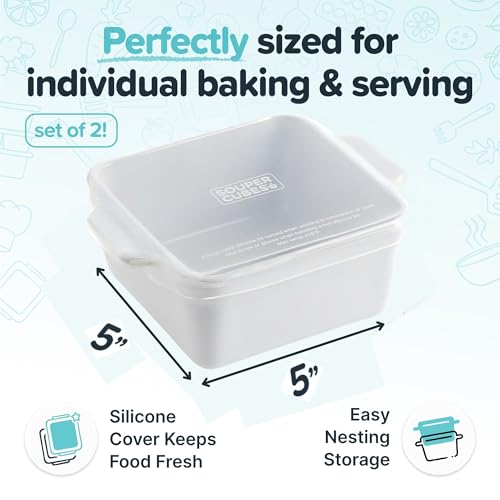 5x5" Ceramic Baking Dishes with Lids (White / 5"x5" - MADE IN USA)