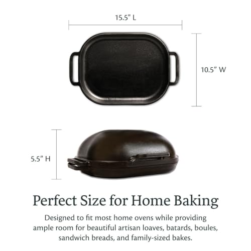 Challenger Bread Pan Cast Iron Loaf Pan with Lid & Baking Bundle (Bread Pan + 12 Flour Sack Towels and Bench Knife)