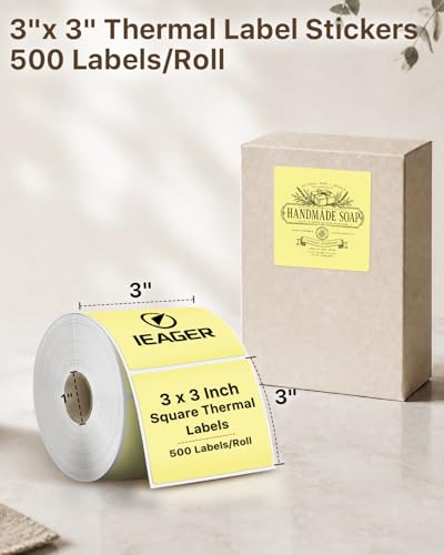 Yellow 3" x 3" Square Thermal Label Stickers