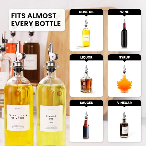Liquor Pour Spout Made of Stainless Steel with Automatic Anti (Silver / Set of 4)