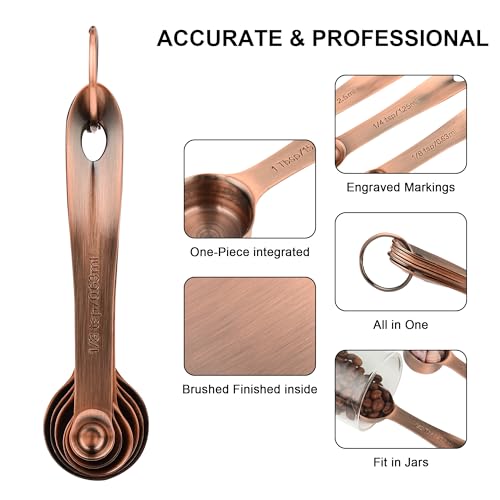 Copper Measuring Cups and Spoons Set