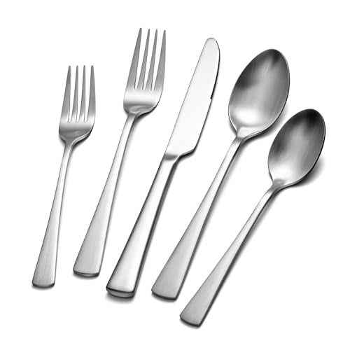 18 10 Flatware set for 4 (Matte Silver / 20-Piece)