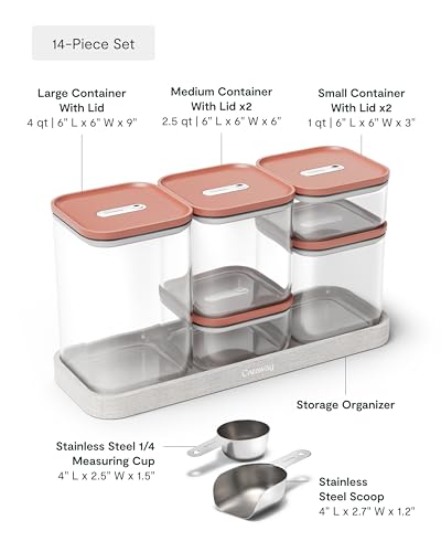 13 Piece Glass Airtight Food Storage Containers with Lids (Perracotta / 13-Piece Set)