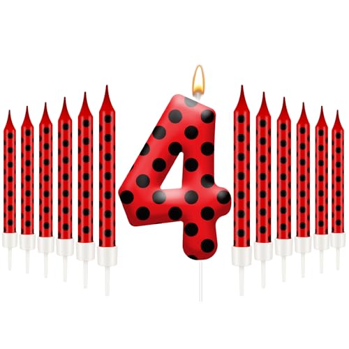 13PCS Ladybug Theme Birthday Candles Set (13 Count)