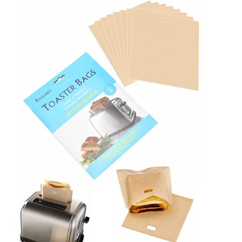 8 Pack Non Stick Toaster Sandwich Bags Reusable and Heat Resistant Easy to Clean