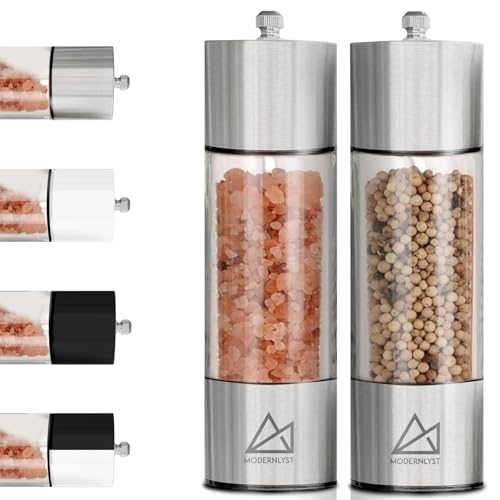 Salt and Pepper Grinder Set Manual 2 Pack (Stainless Steel)