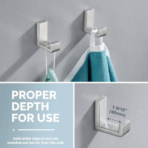 Bathroom Towel Hooks (2 Pack / Brushed Nickel)